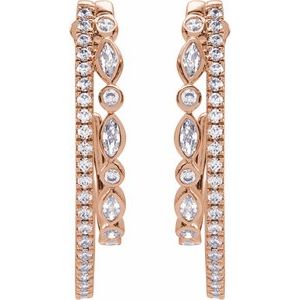 14K Rose 1 1/5 CTW Lab-Grown Diamond 30.5 mm Hoop Earrings
