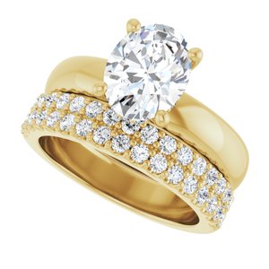 14K Yellow 9x7 mm Oval Engagement Ring Mounting