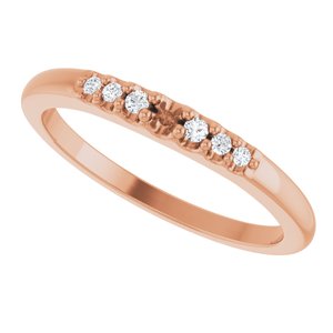 14K Rose 2 mm Round 1-Stone .06 CT Natural Diamond Semi-Set Stackable Family Ring
