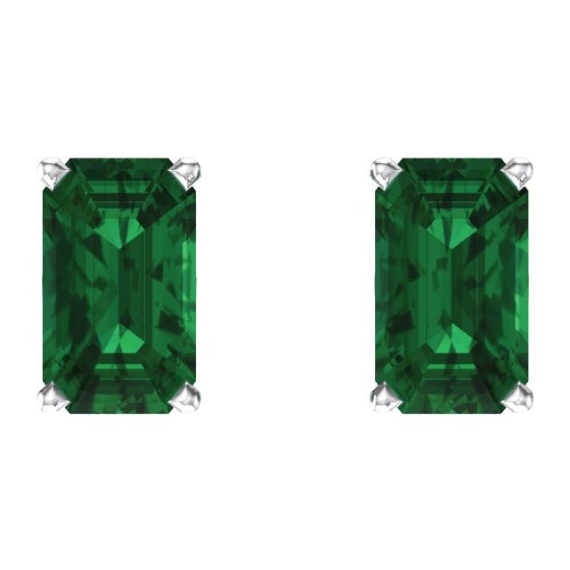 Emerald 4-Prong Scroll Setting? Stud Earrings