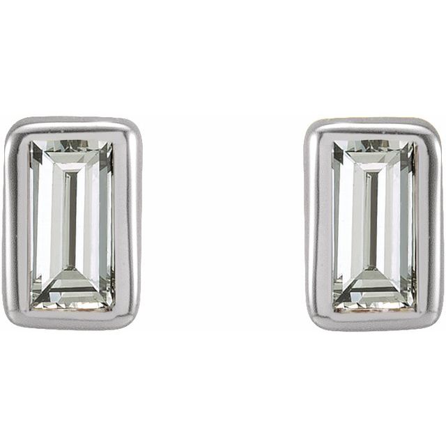 Straight Baguette Bezel-Set Stud Earrings
