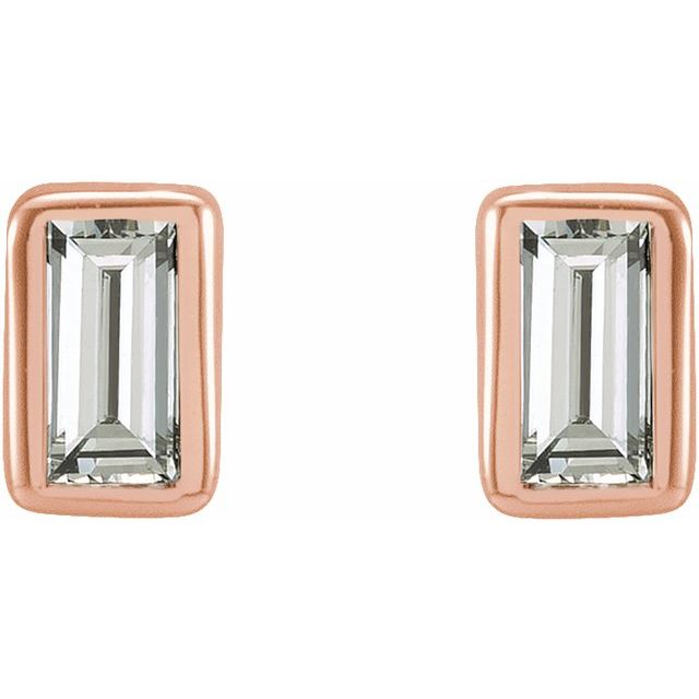 Straight Baguette Bezel-Set Stud Earrings