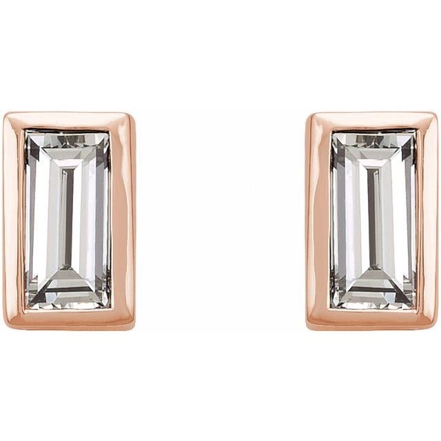 Straight Baguette Bezel-Set Stud Earrings