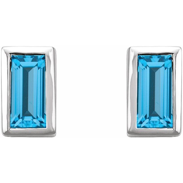 Straight Baguette Bezel-Set Stud Earrings