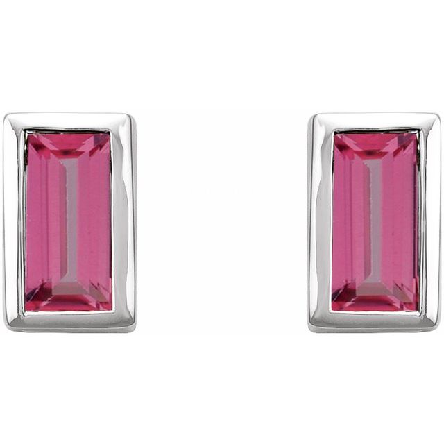 Straight Baguette Bezel-Set Stud Earrings