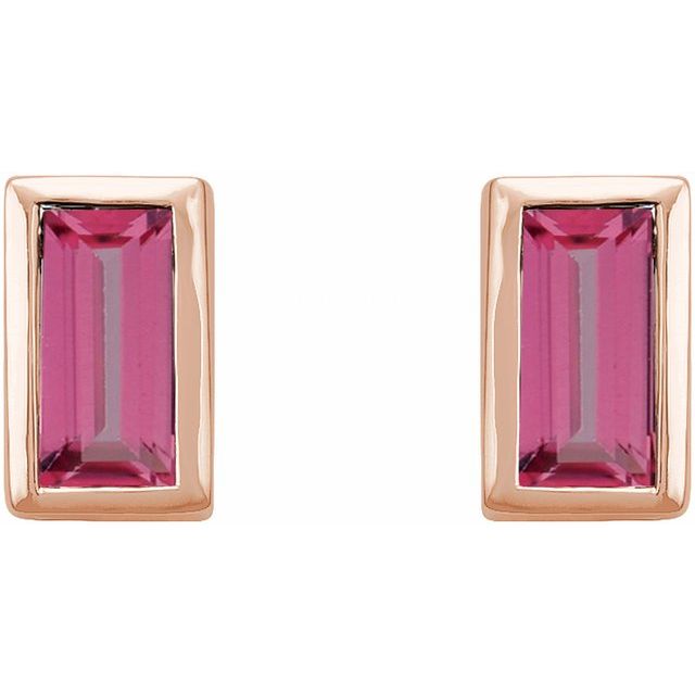 Straight Baguette Bezel-Set Stud Earrings