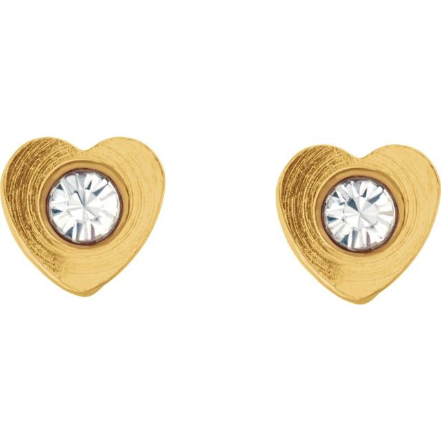 Bezel-Set Heart Inverness? Piercing Earrings