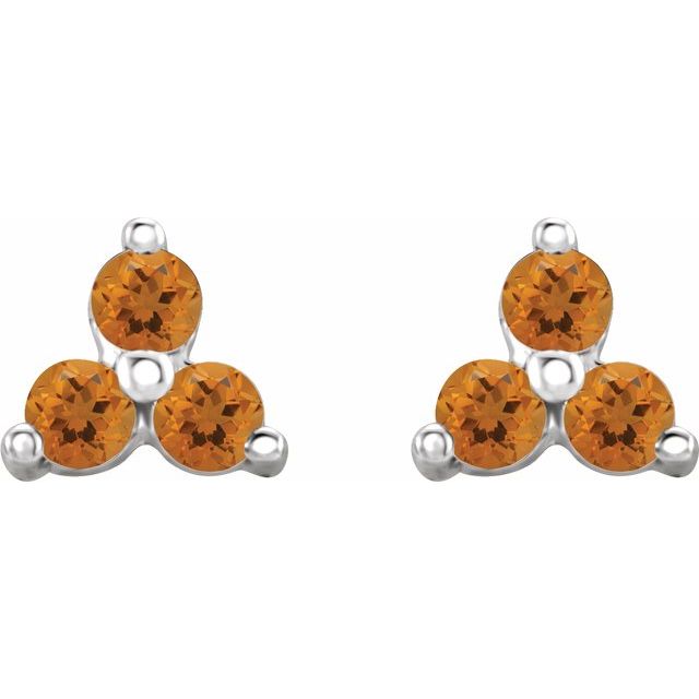 Three-Stone Cluster Earrings