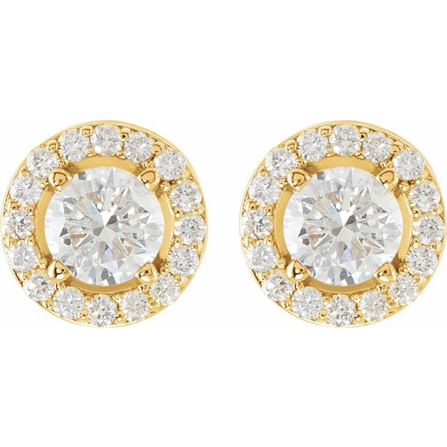 Round 4-Prong Halo-Style Earrings