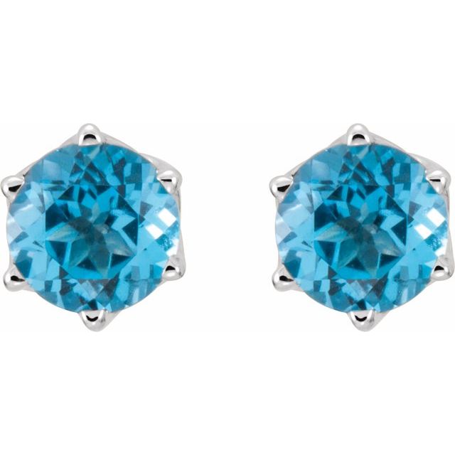 Round 6-Prong Crown Stud Earrings