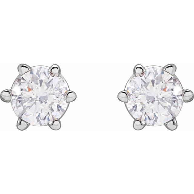 Round 6-Prong Stud Earrings