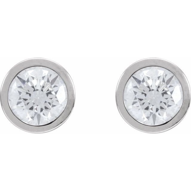 Round Bezel-Set Stud Earrings