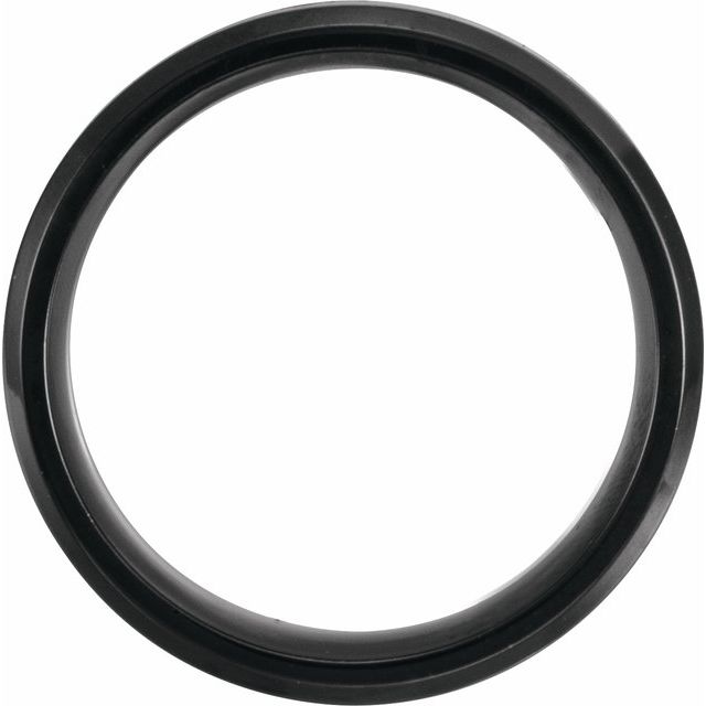 Black Titanium Beveled Edge Band with Wood Inlay