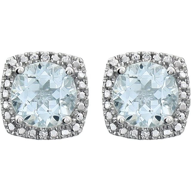 Round 4-Prong Halo-Style Birthstone Stud Earrings