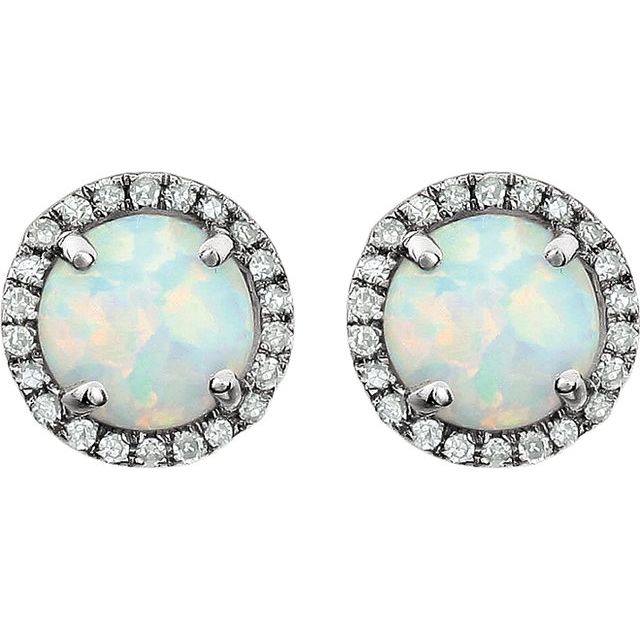 Round 4-Prong Halo-Style Birthstone Earrings