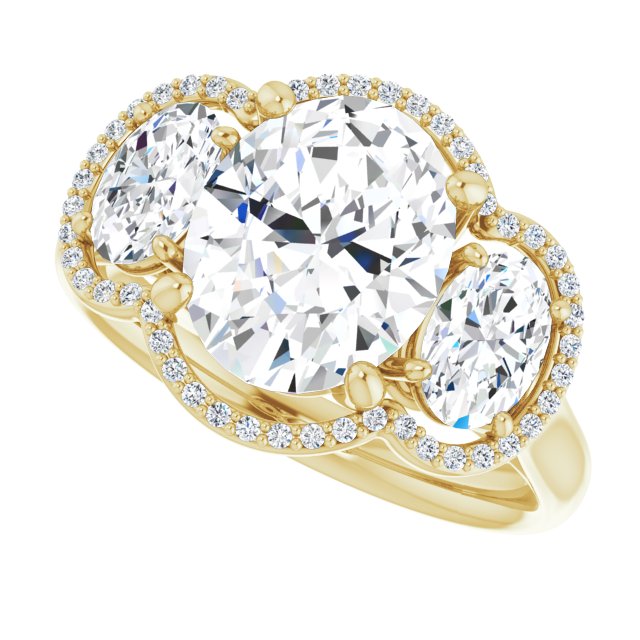 Three-Stone Halo-Style Engagement Ring