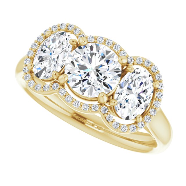 Three-Stone Halo-Style Engagement Ring