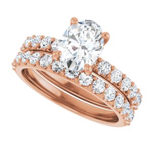14K Rose 8x6 mm Oval Engagement Ring Mounting