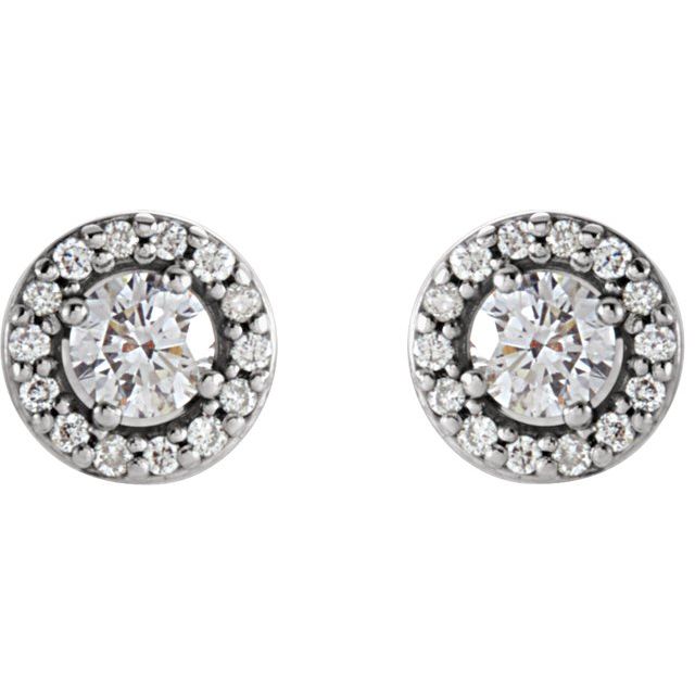 Round 4-Prong Halo-Style Earrings