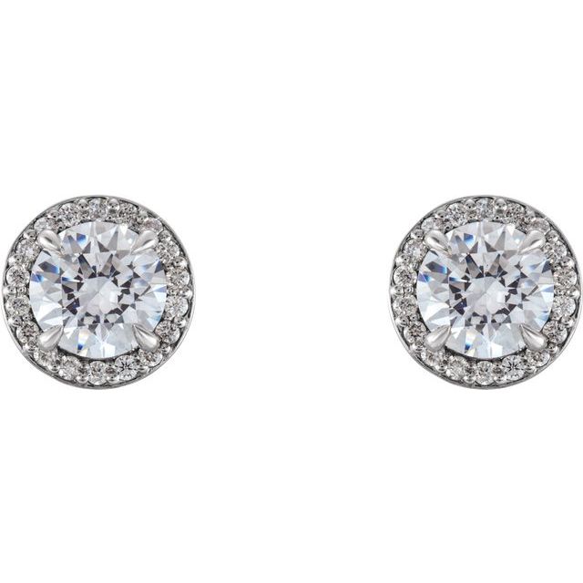 Round 4-Prong Halo-Style Earrings