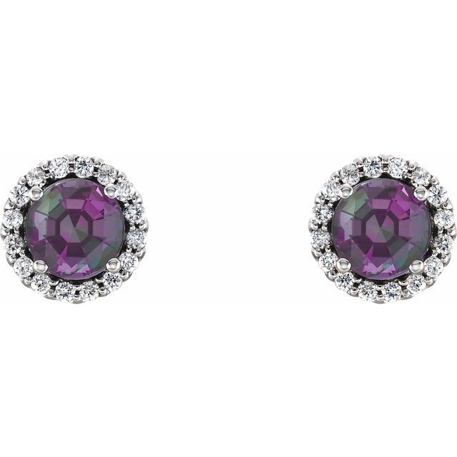 Round 4-Prong Halo-Style Earrings