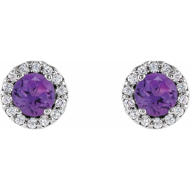 Round 4-Prong Halo-Style Earrings