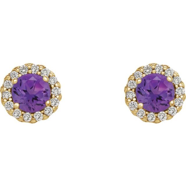 Round 4-Prong Halo-Style Earrings