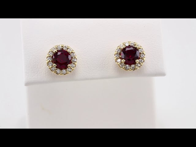 Round 4-Prong Halo-Style Earrings