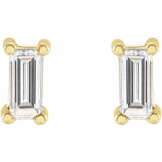 Straight Baguette 4-Prong Stud Earrings