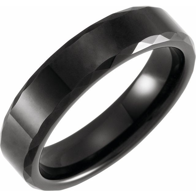 Tungsten Faceted Beveled Edge Band
