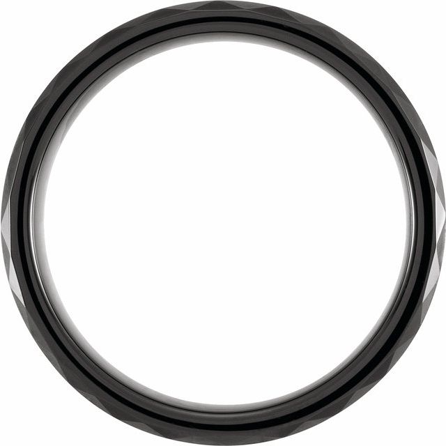 Tungsten Faceted Beveled Edge Band