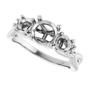 14K White 6.5 mm Round Engagement Ring Mounting