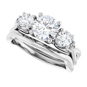 14K White 6.5 mm Round Engagement Ring Mounting