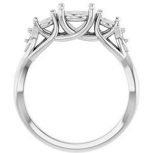 14K White 6.5 mm Round Engagement Ring Mounting