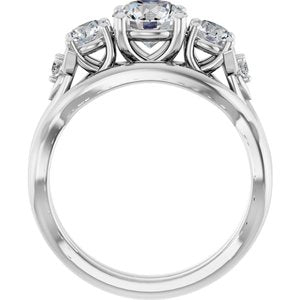 14K White 6.5 mm Round Engagement Ring Mounting