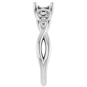 14K White 6.5 mm Round Engagement Ring Mounting