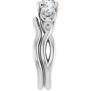 14K White 6.5 mm Round Engagement Ring Mounting
