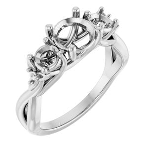 14K White 6.5 mm Round Engagement Ring Mounting