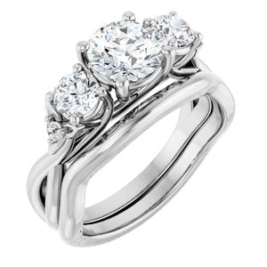 14K White 6.5 mm Round Engagement Ring Mounting