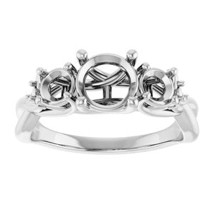 14K White 6.5 mm Round Engagement Ring Mounting