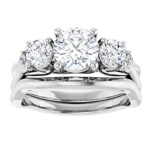 14K White 6.5 mm Round Engagement Ring Mounting
