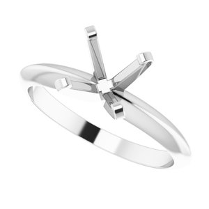 14K White 6.0-6.6 mm Round 4-Prong Solitaire Engagement Mounting