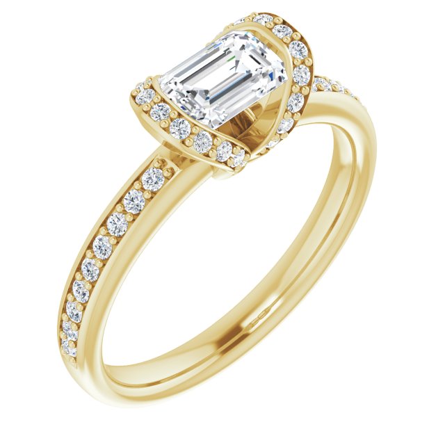 Bezel-Set Halo-Style Engagement Ring