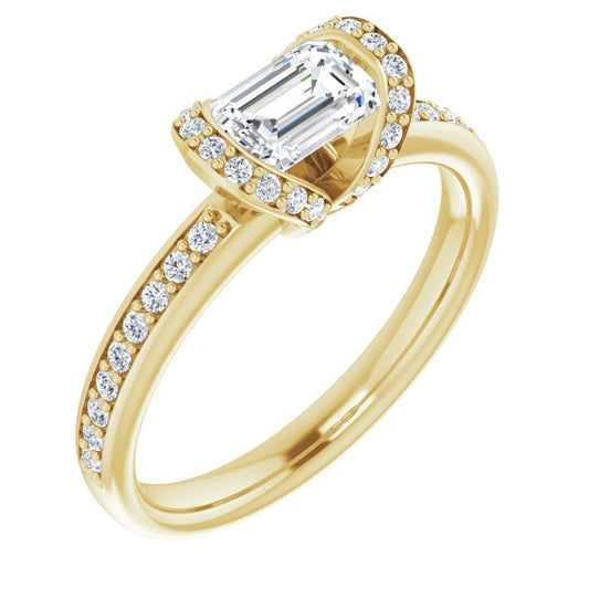 Bezel-Set Halo-Style Engagement Ring