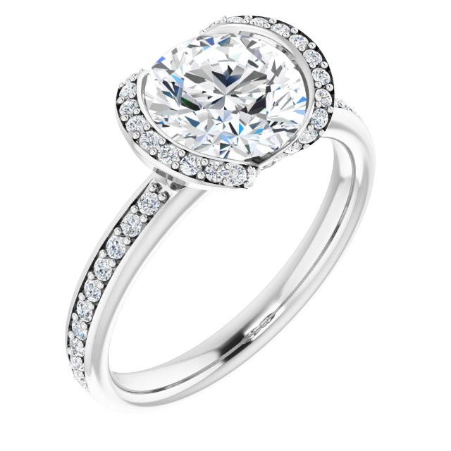 Bezel-Set Halo-Style Engagement Ring