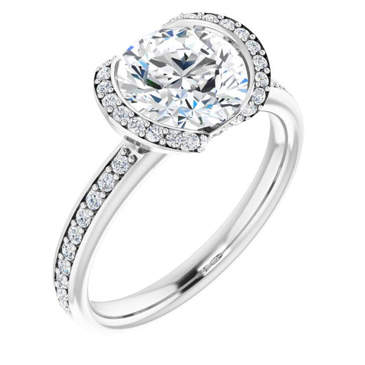 Bezel-Set Halo-Style Engagement Ring