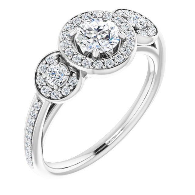 Three-Stone Halo-Style Engagement Ring