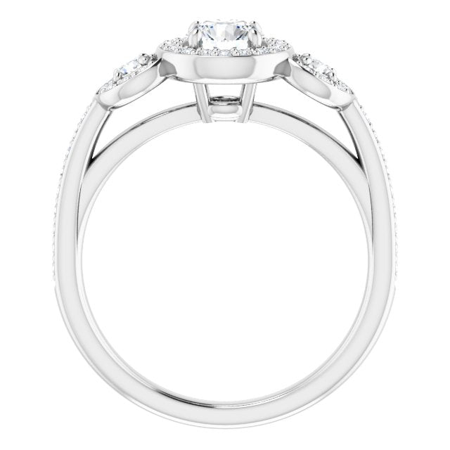 Three-Stone Halo-Style Engagement Ring