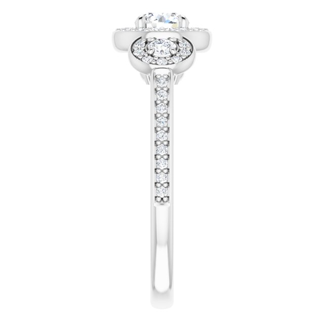 Three-Stone Halo-Style Engagement Ring