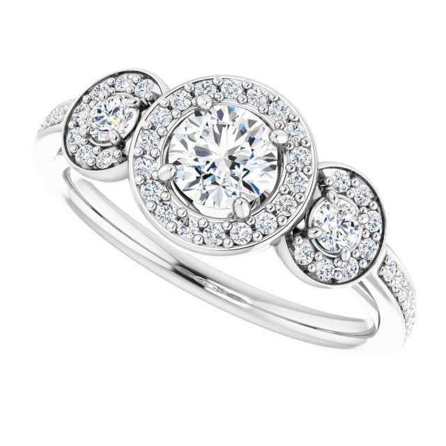 Three-Stone Halo-Style Engagement Ring